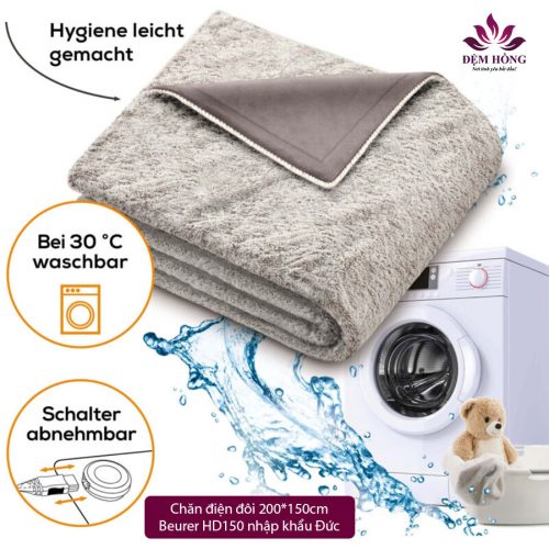 Chăn HD150 có thể vệ sinh giặt tay hoặc máy đều được